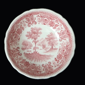 1x Small Bowl - Red and White Porcelain, VILLEROY & BOCH - Burgenland Pattern