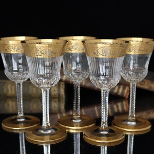 5x SAINT LOUIS Thistle Crystal Sherry Glasses - Aperitif Glasses