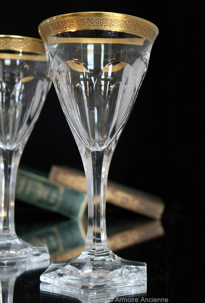 3x MOSER Crystal WINE Glasses with 24K Gold Encrusted Rim Etsy