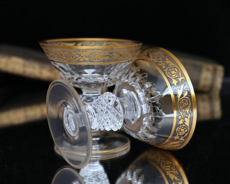 Decorative Glass Rims 2x Crystal CORDIAL Glasses With Gold Rim - JOSEPHINENHÜTTE, Gardy ...