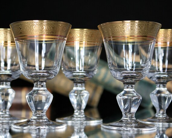 Crystal CORDIAL Glasses With Gold Rim THERESIENTHAL 