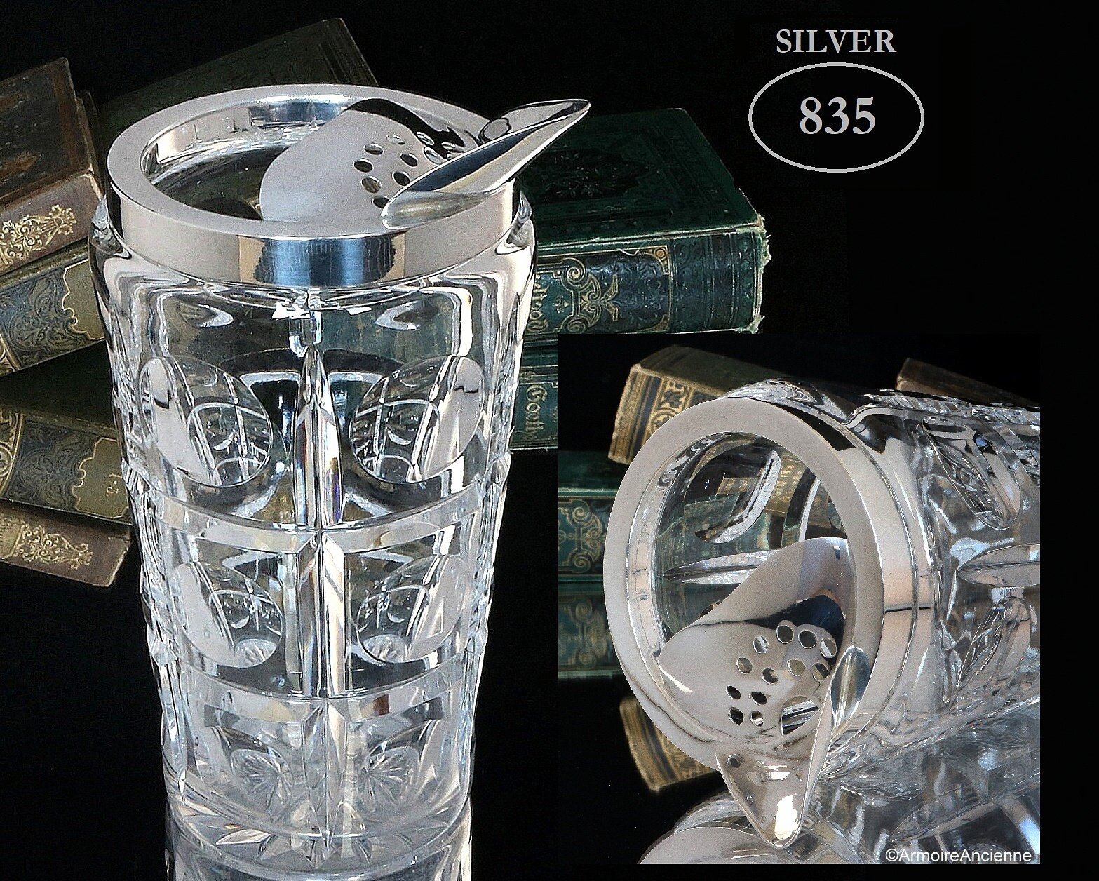 Crystal Cocktail Mixing Pitcher with 835 Sterling Silver Etsy
