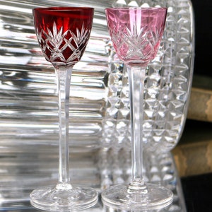 Crystal CORDIAL Glasses - Colored Crystal, 1920s | Set of 2