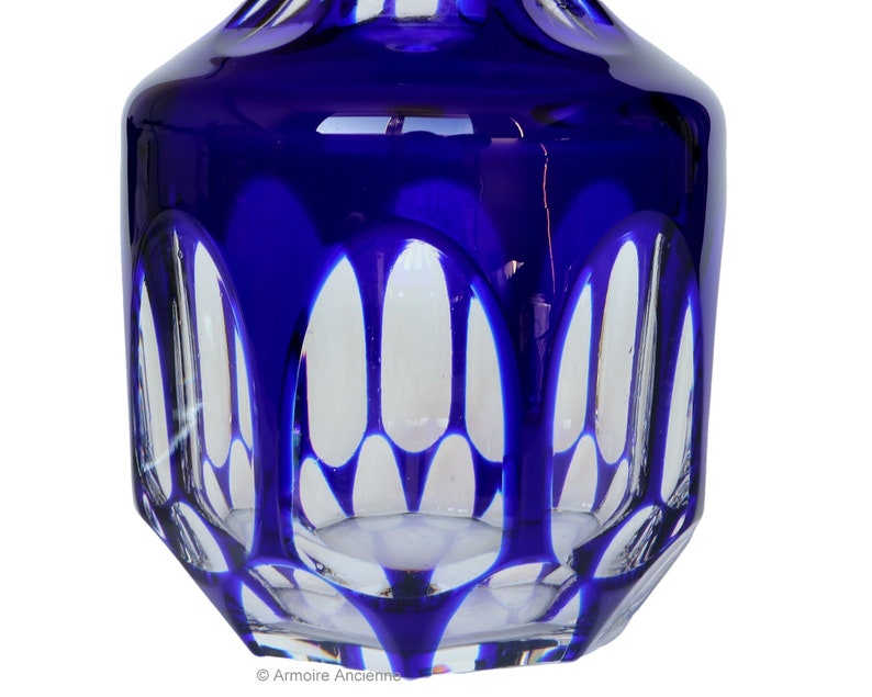 CRYSTAL DECANTER With Cobalt Blue Overlay Christmas Gift Etsy
