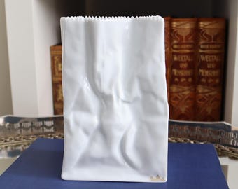 ROSENTHAL Bisque Porcelain Vase in Milk Carton Design - Do Not