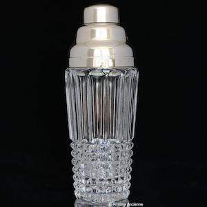 Crystal COCKTAIL SHAKER with Silver-Plated Mounting