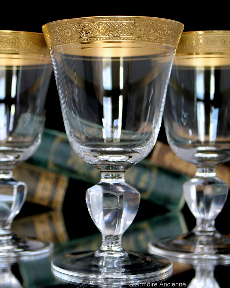 Crystal WINE Glasses Goblets with Gold Rim THERESIENTHAL image 5