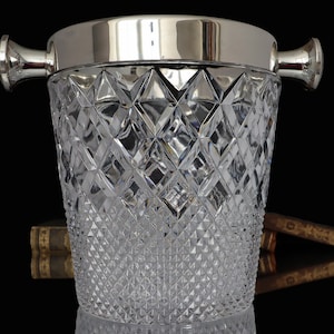 Crystal CHAMPAGNE COOLER with Silver-Plated Mounting - CRACK in the Mounting!