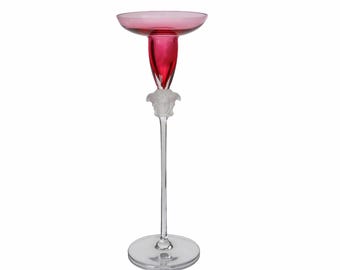 Crystal Candleholder - ROSENTHAL Versace Medusa Lumière Line, Cranberry