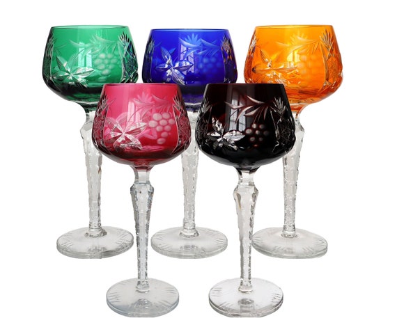 1x Crystal WINE GLASS - Colored Crystal - LAUSITZER, Grapes