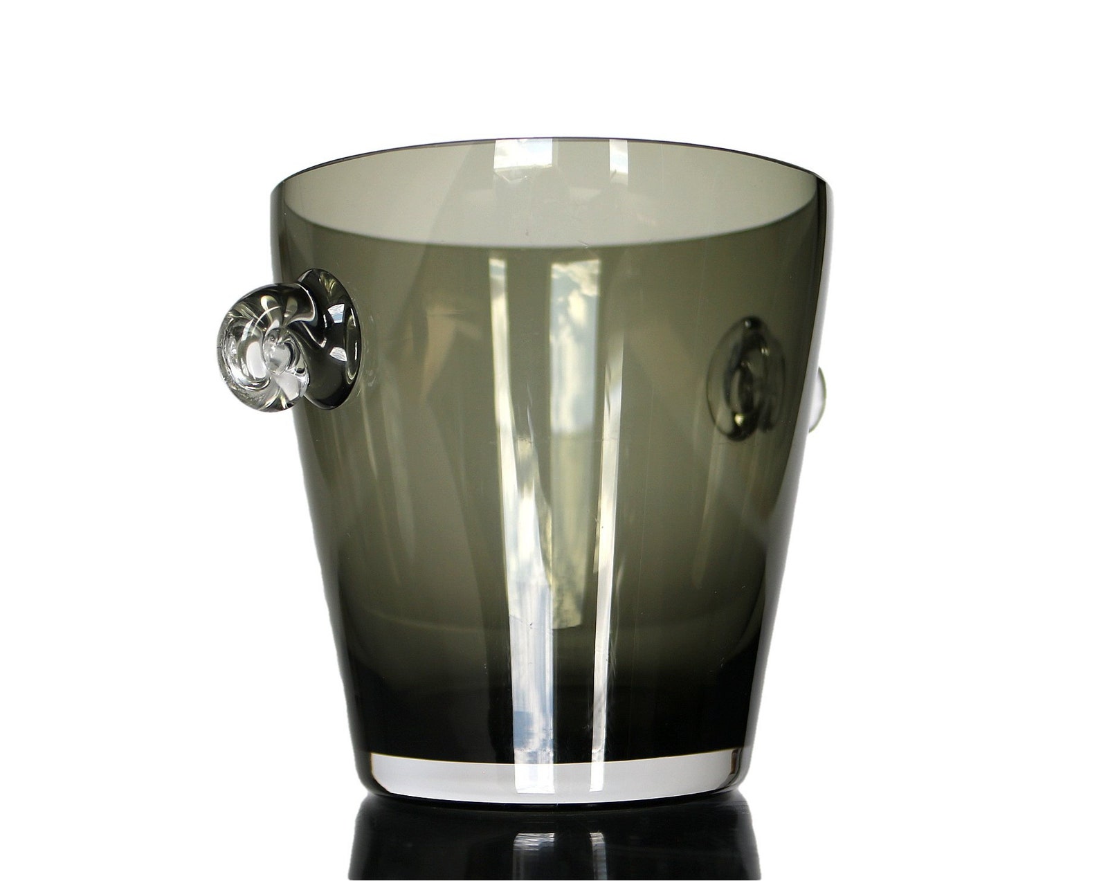 Small Glass Ice Bucket Ice Holder Smoky Glass Etsy