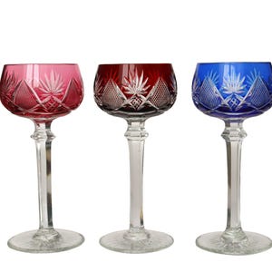 1x VAL SAINT LAMBERT Crystal Wine Glass - Berncastel Pattern (Thick Stem)