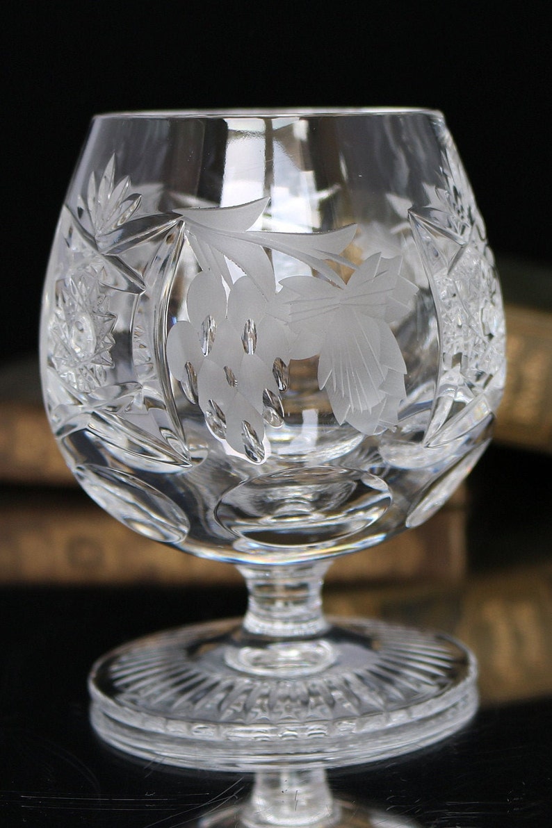 2x Large Crystal Cognac Glasses Brandy Balloon Snifters Cut Etsy