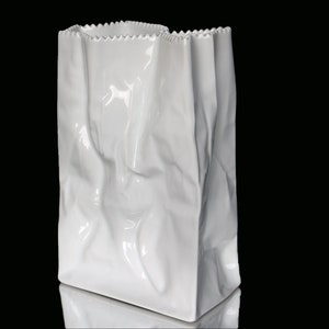 Grande vaso in porcellana con design a sacchetto di carta 19,5 cm - ROSENTHAL - Collezione Do Not Litter