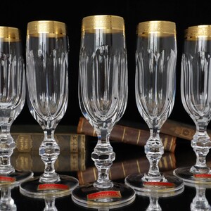 24Kゴールドリムのクリスタルシャンパンフルート6個セット - KK ZWIESEL