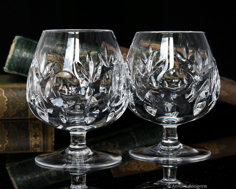 2x Crystal COGNAC GLASSES Brandy Bourbon Balloon Snifters image 4