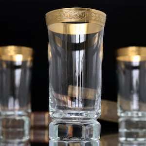 24Kゴールドリムのクリスタルロングドリンクグラス5個