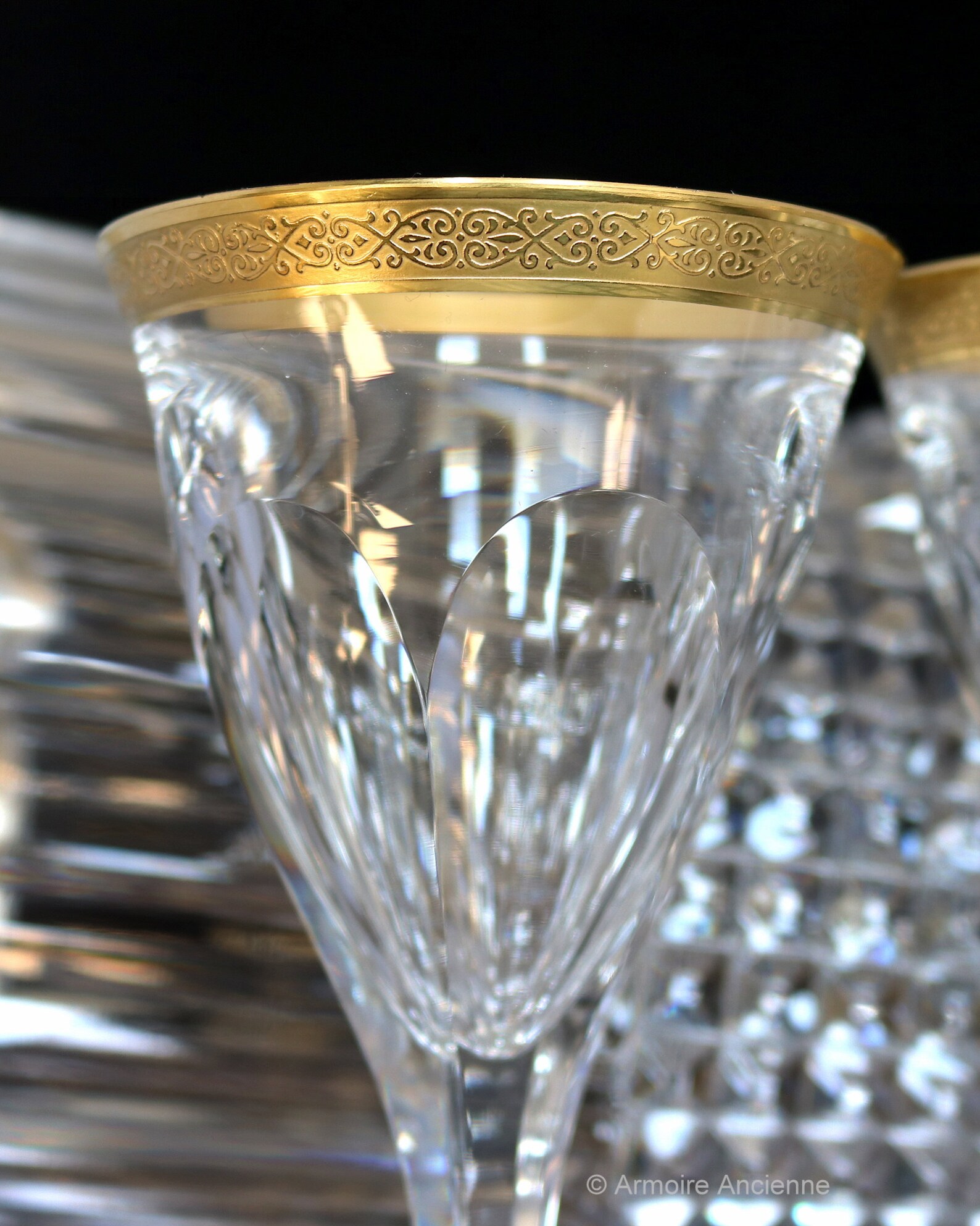 3x MOSER Crystal WINE Glasses with 24K Gold Encrusted Rim Etsy