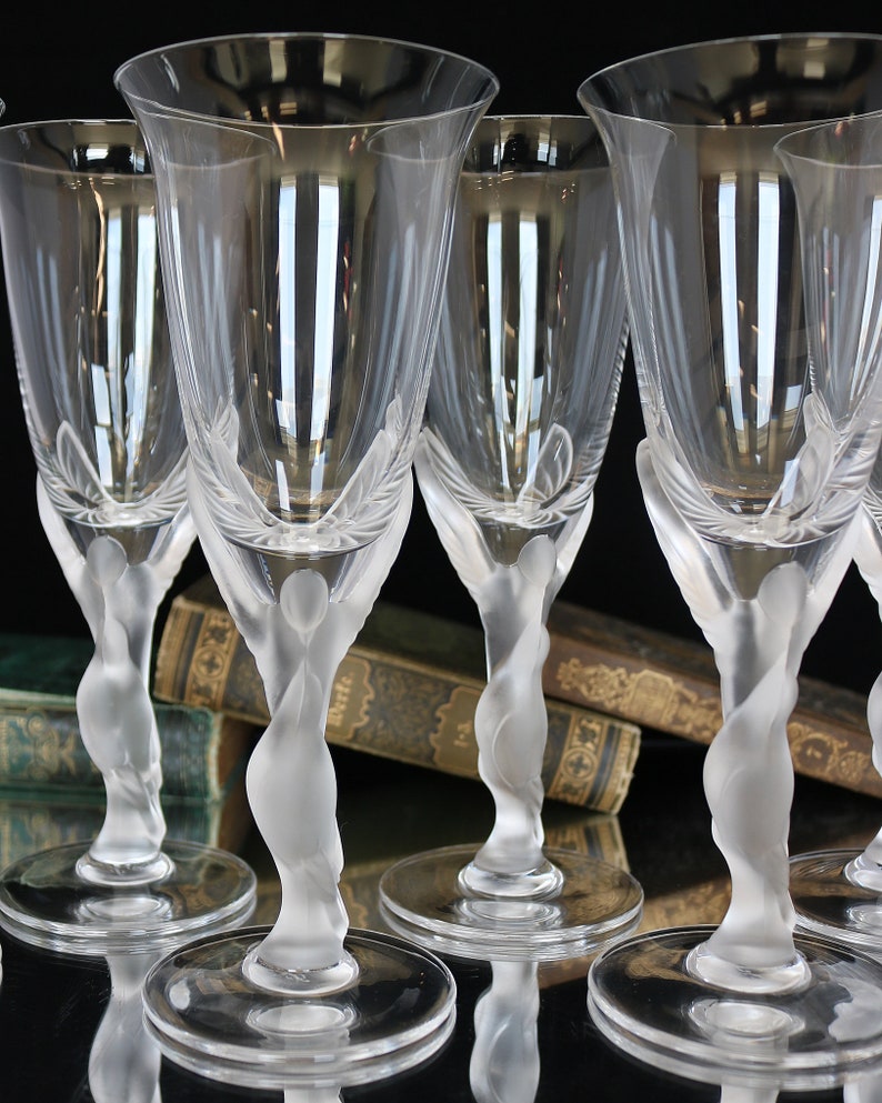 6x FABERGÉ Crystal WINE Glasses Kissing Snow Doves by Igor Etsy