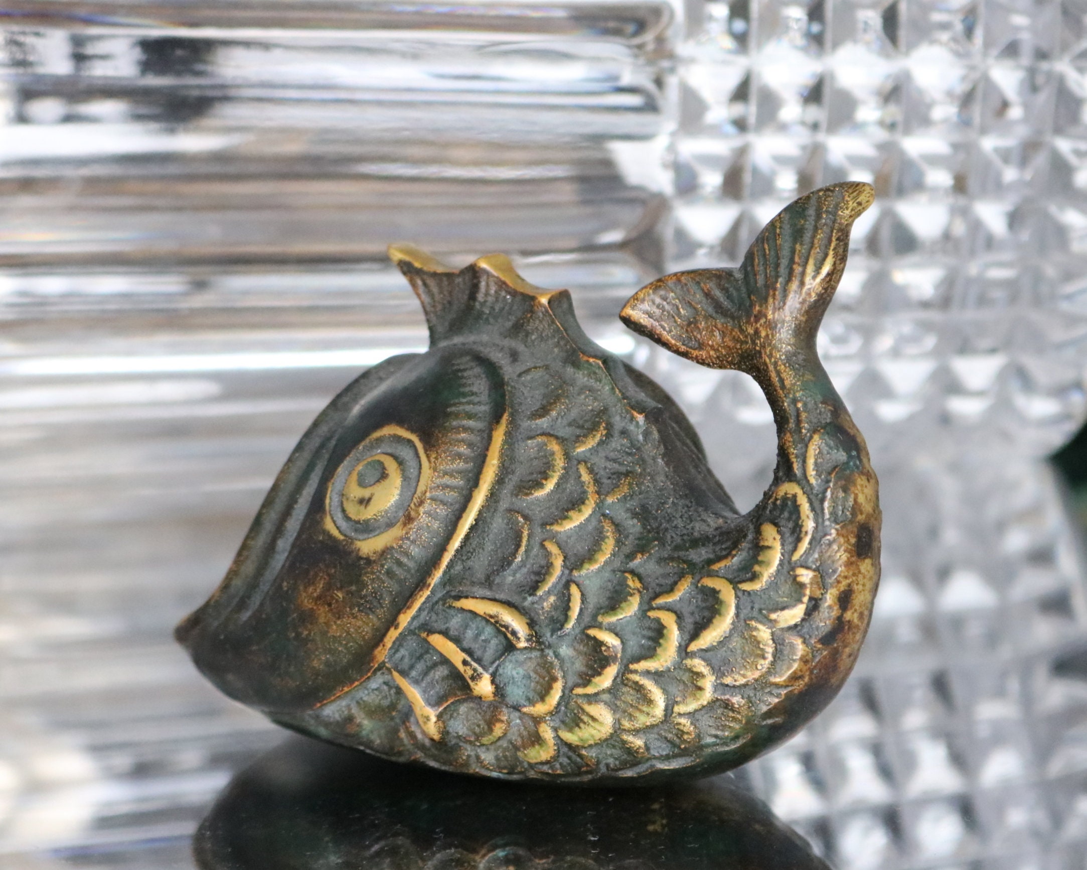 Heavy Bronze Ashtray in Fish Design - Fish Mouth Brass Figurine - Etsy