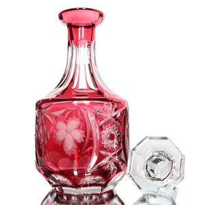 Crystal DECANTER with Cranberry Overlay - NACHTMANN Traube