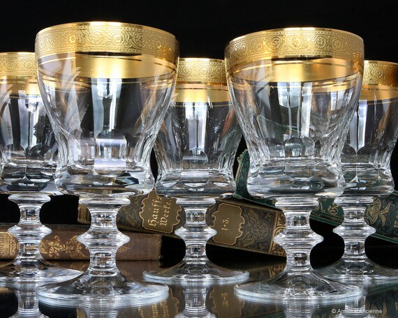 Kristall APERITIF Gläser mit Goldrand, THERESIENTHAL