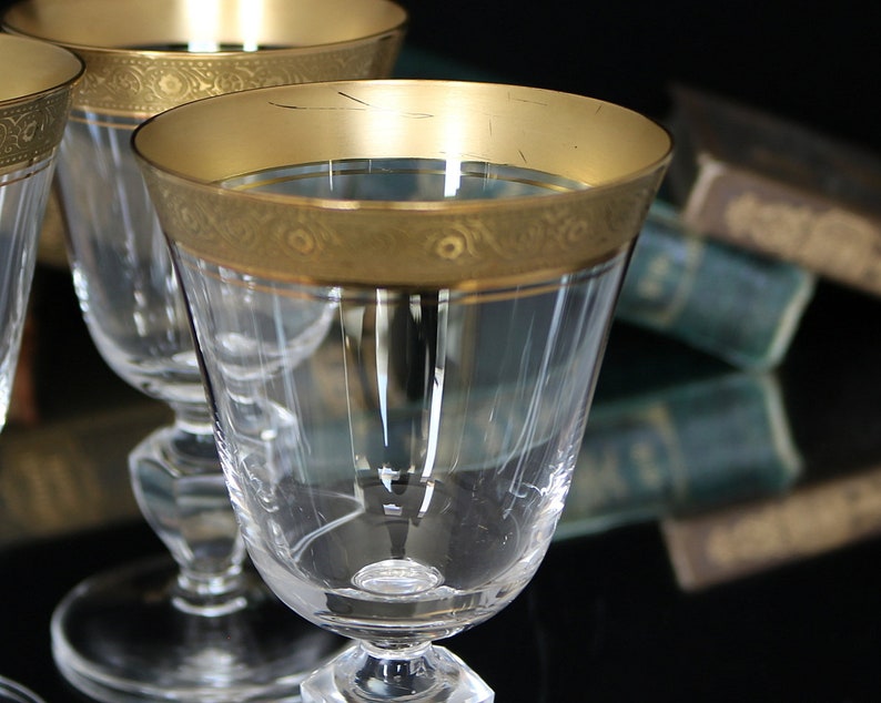 Crystal WINE Glasses Goblets with Gold Rim THERESIENTHAL image 6