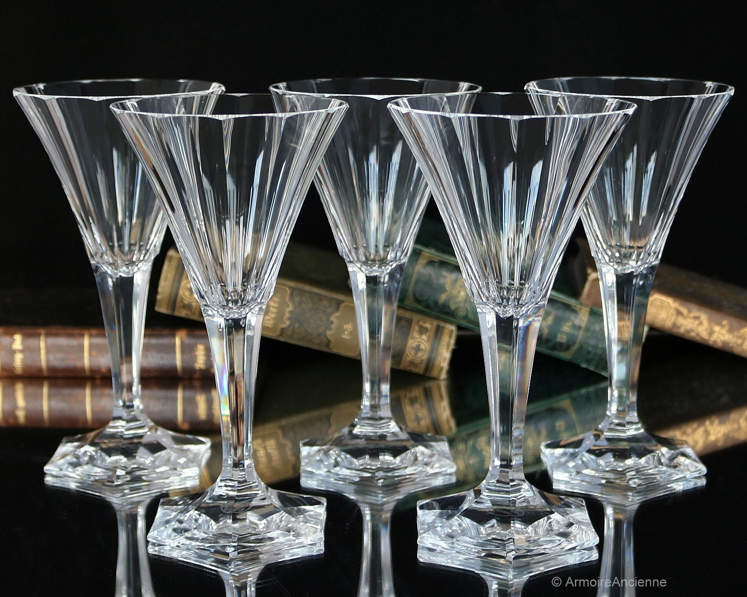 MOSER Crystal Wine Glasses in THOMAS Pattern | Set of 5 - Etsy Canada