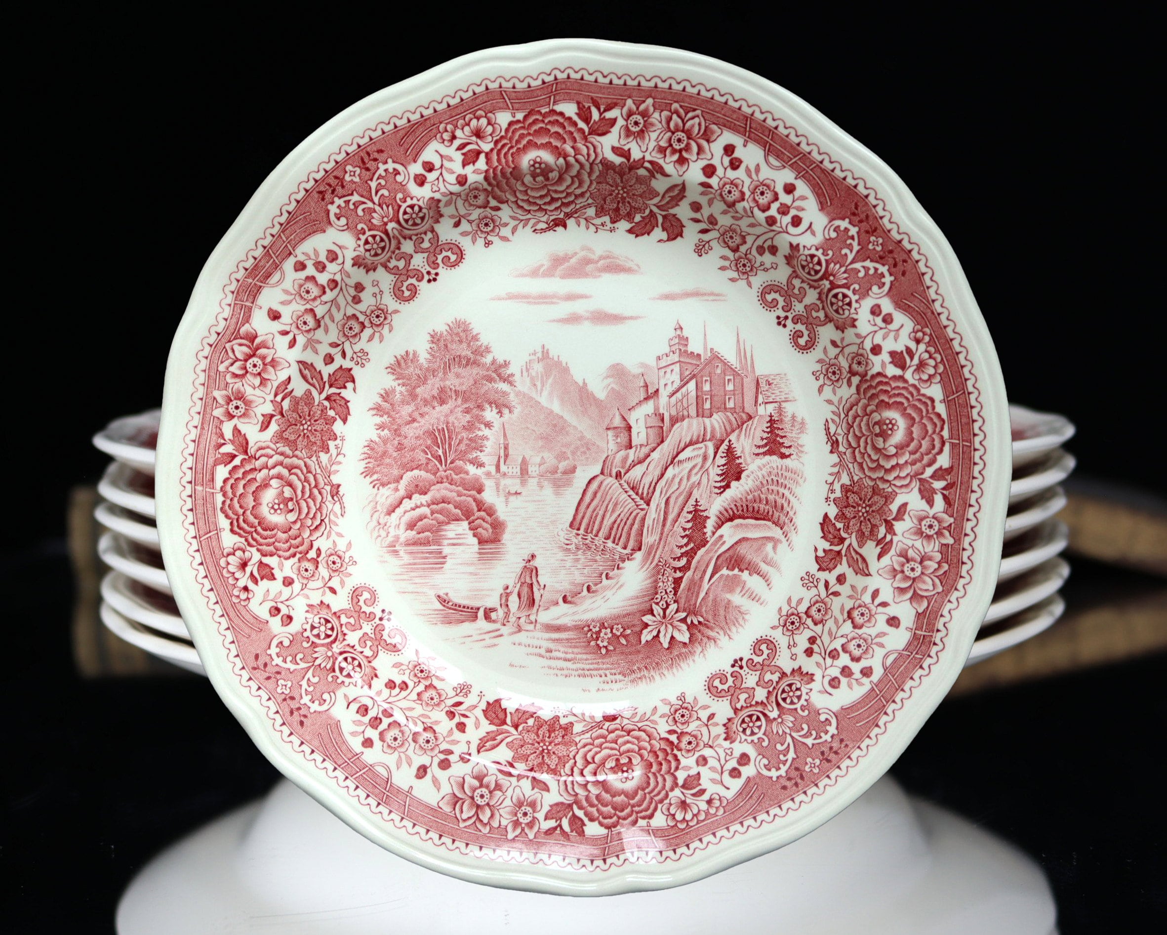 6x Large Deep Soup Plates - VILLEROY & BOCH Burgenland Red