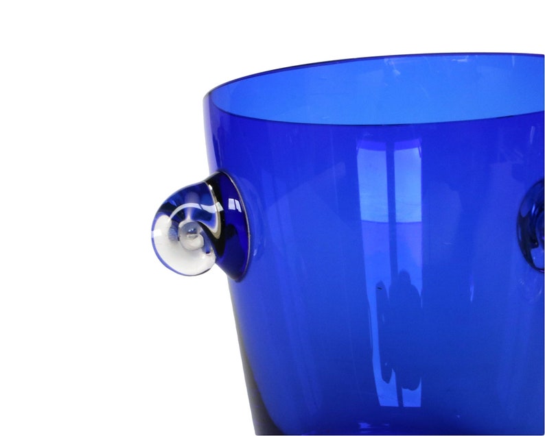Small Glass Ice Bucket Ice Holder Cobalt Blue