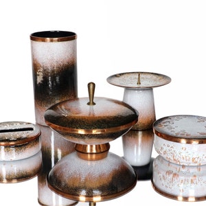 ENAMELLED Candle Holder - Lidded Bowl - Vase - Cigarette Paper Dispenser