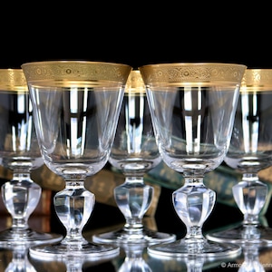 Crystal WINE Glasses Goblets with Gold Rim THERESIENTHAL image 1