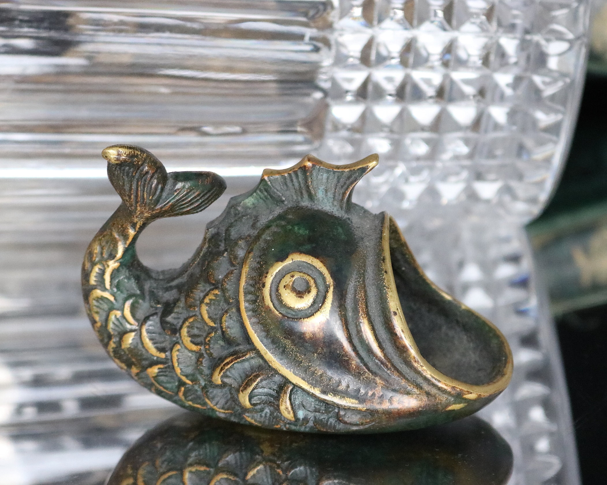 Cenicero de bronce pesado en diseño de peces figura de latón boca de  pescado -  España