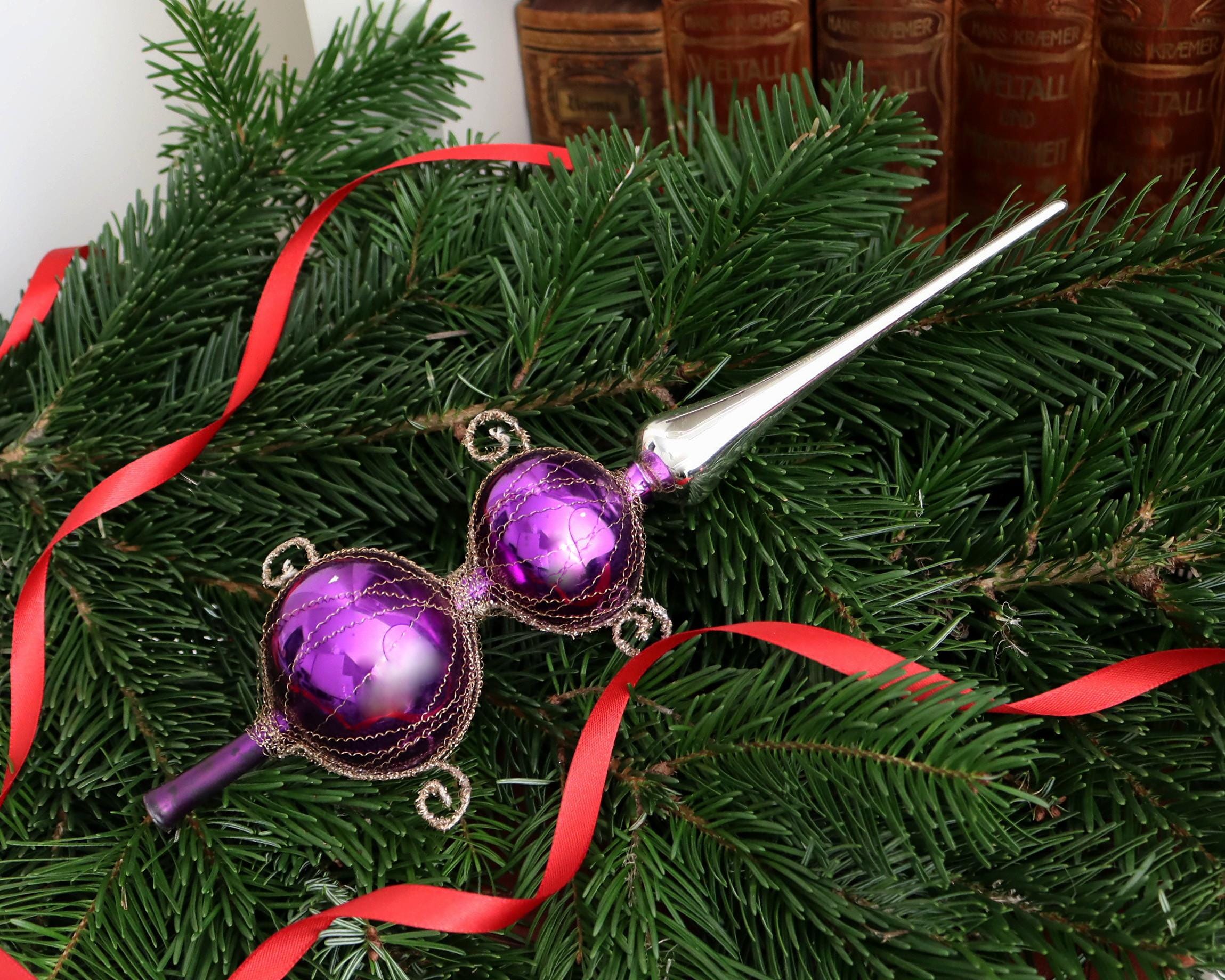 Ancienne Boule De Noël En Verre - 9 Cm - France Vers 1900 - Vintage Authentique