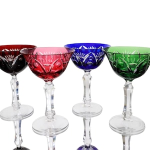 Crystal CORDIAL Coupe Glasses - Colored Cut Crystal | Set of 4