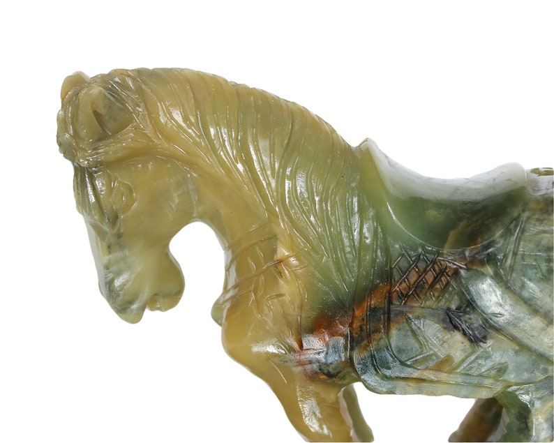 Large Chinese Tang Horse Figurine HandCarved Natural Green Etsy