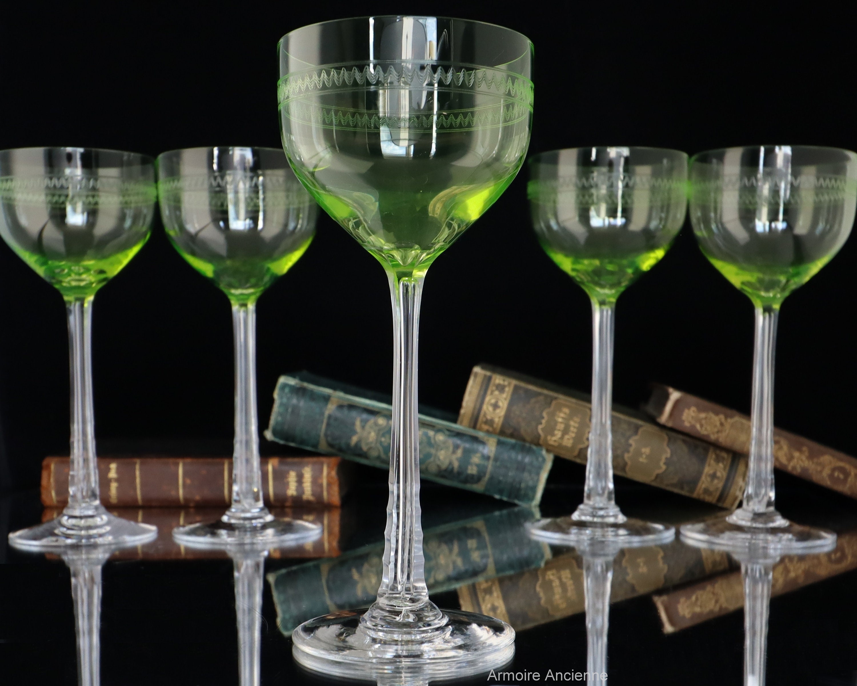 Eight Fun and Fancy Marc Aurel Wine Glasses with Jigsaw Stem For