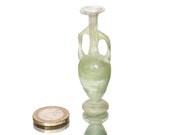 MINIATURE GLASS VASE - Amphora, Handmade, P. Molnar - Collectible Art Glass