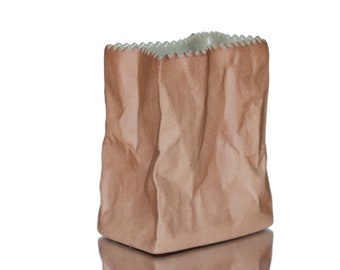 Small Vase in Paper Bag Design, Brown - ROSENTHAL Do Not Litter Collection