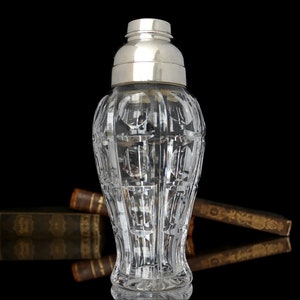 Vintage Crystal Cocktail Shaker by Wilhelm Wolff - Silver-Plated Art Deco Barware