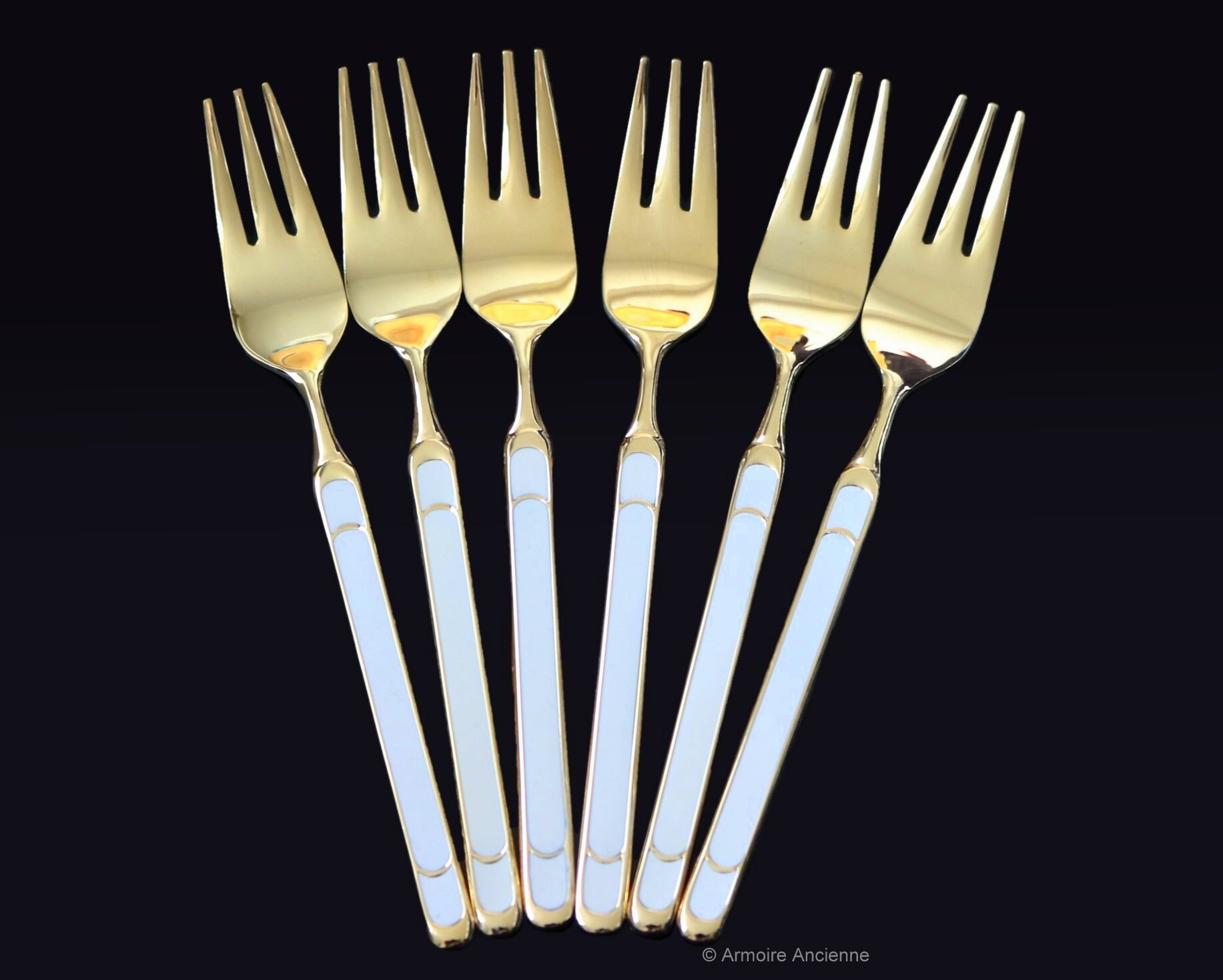 6x HANSEAT Small Cake Forks 24K Goldplated Design by Etsy UK