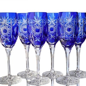 Nachtmann Kristall Prosecco Flöten in Kobalt Blau, 6er Set