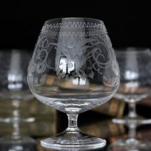 6x Large Cognac Glasses - THERESIENTHAL Radgravur
