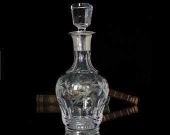 Englische CRYSTAL DECANTER mit Sterling Silber Montur - J. A. CAMPBELL
