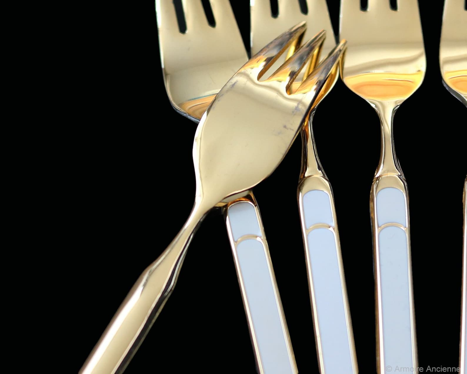 6x HANSEAT Small Cake Forks 24K Goldplated Design by Etsy