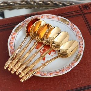 6x Mokka-/ Espressolöffel Set, 24K Vergoldet - CHAMBLY Volga