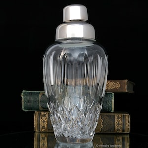 Vintage Crystal Cocktail Shaker - Silver-Plated Art Deco Barware