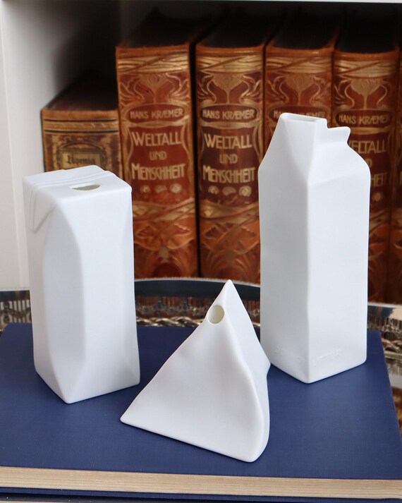 希少 Rosenthal milk carton 1x Bisque Porcelain Vase in Milk Carton Design - ROSENTHAL Do Not