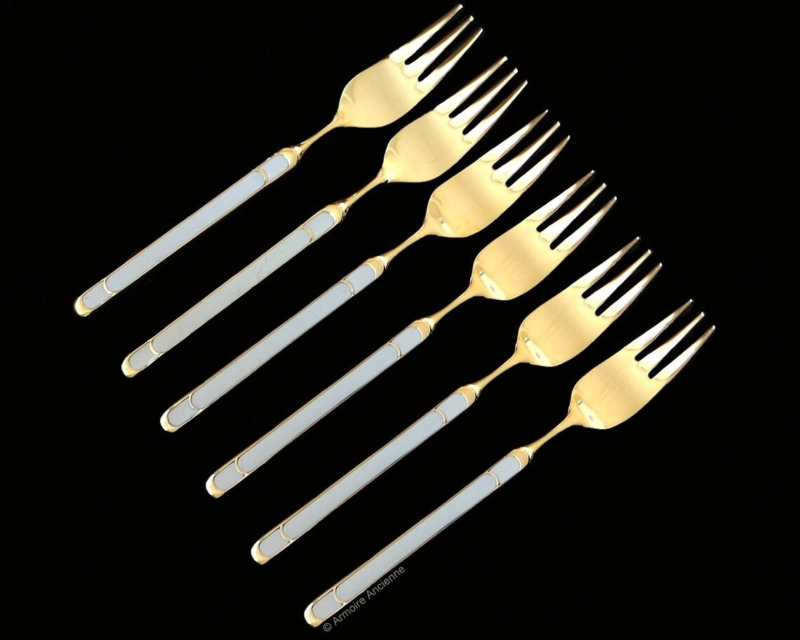 6x HANSEAT Cake Forks 24K GoldPlated Design by August Etsy