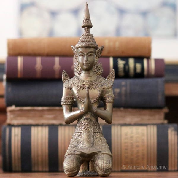 Handmade Brass Thai Temple Guard Figurine / Brass Figurine / Deity Figurine